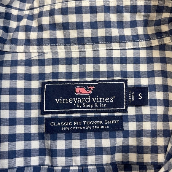 Vineyard Vines: Blue / White Check, Classic Fit Tucker Button Down Shirt, Size S - Picture 3 of 11